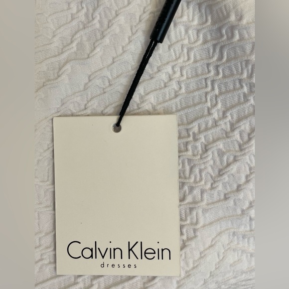 CALVIN KLEIN- NWT, Sz 6 Sleeveless, Solid White Dress With Textured Pattern - Picture 12 of 12
